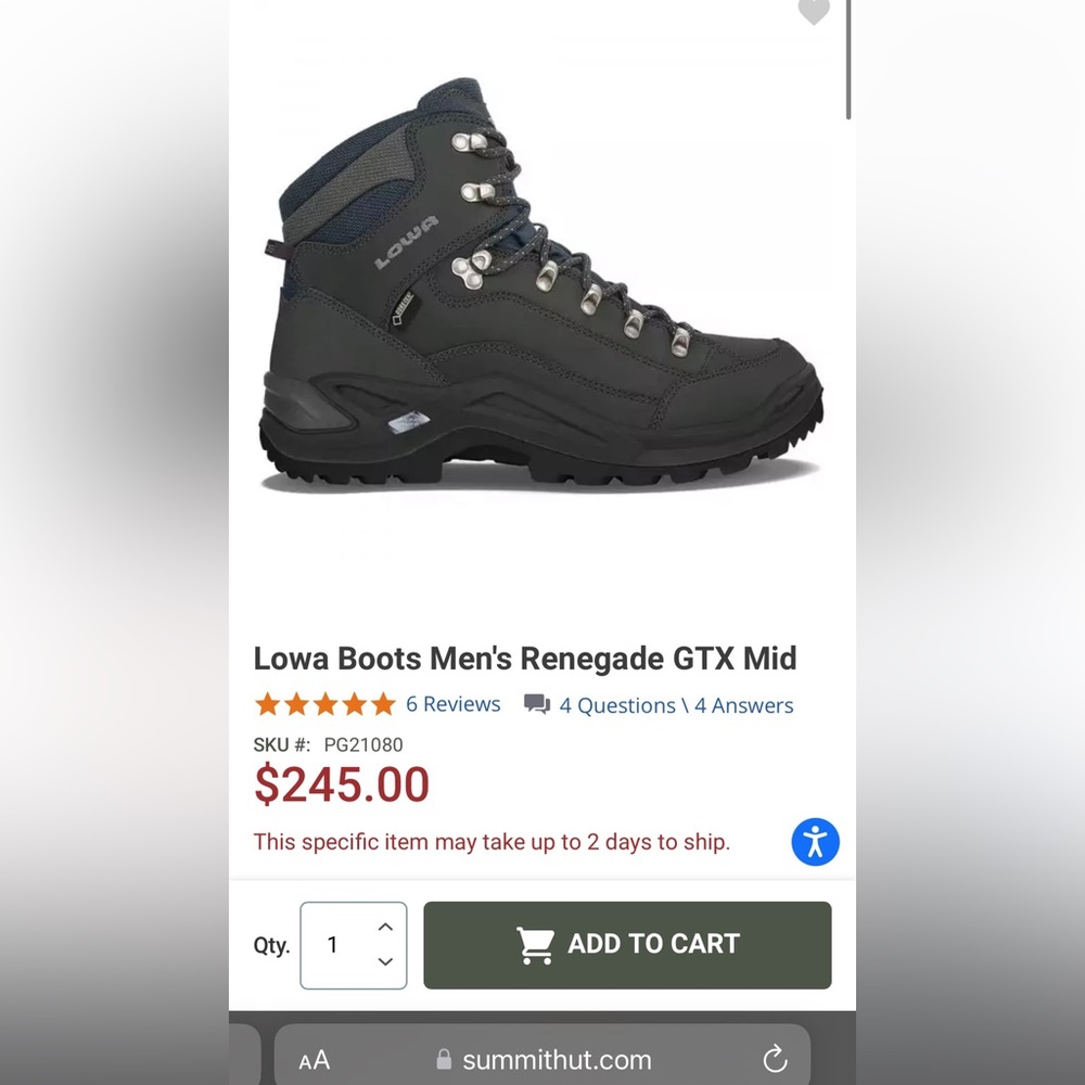 LOWA Renegade GTX boots. Size 10.5 US Men’s.